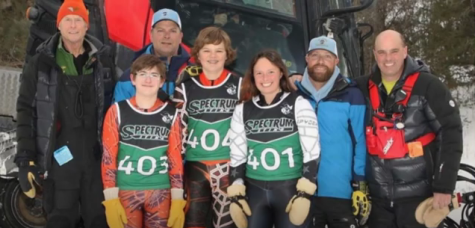 The Spectrum Alpine Ski Team along with their coaches; Brock Magruder (left), Garett Peterson (center), and Sophie Brenteson (right). 