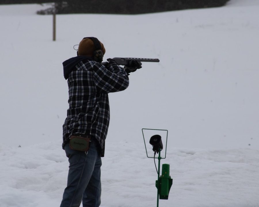Students at Elk River gun club for Trap Shooting practice.