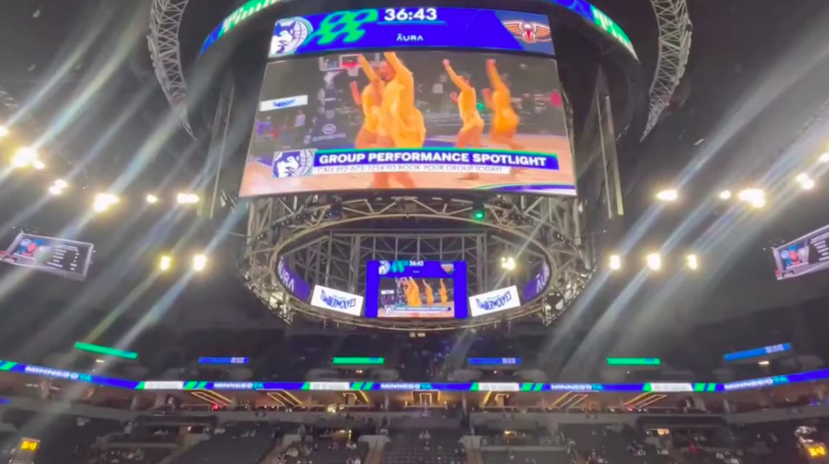Spectrums dance team featured on the Jumbotron at the Target Center in Minneapolis, MN.