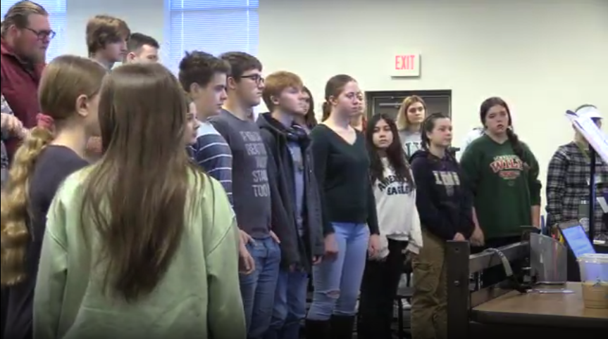 High school choir practicing for Contest