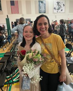 Liana Dixon and her mother celebrating her performance in the Spectrum spring musical.