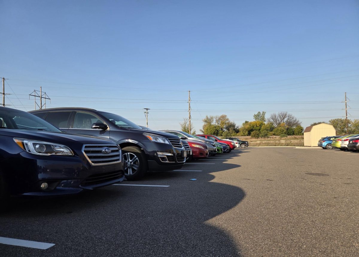 Front of students' cars in Spectrum parking lot